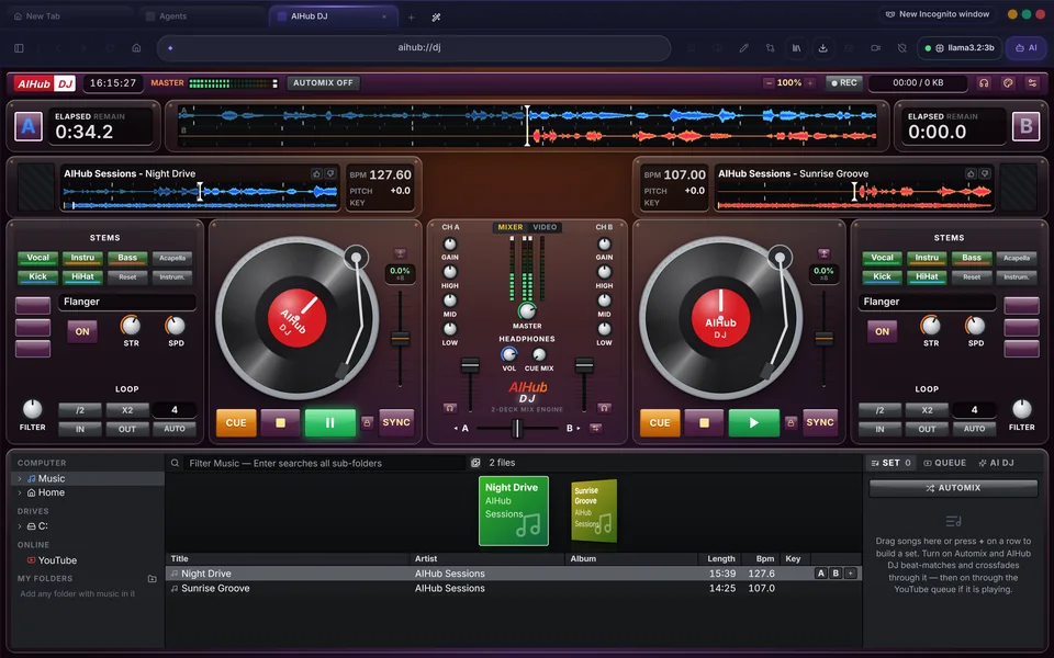 AIHub DJ in the Glass look with the Sunset colour theme